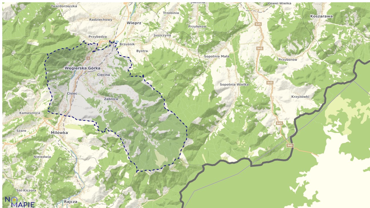 Mapa obszarów ochrony przyrody Węgierskiej Górki